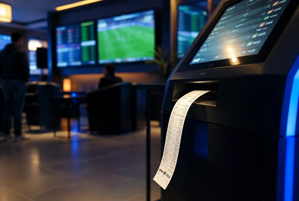 Terminale di scommesse sportive che stampa una ricevuta