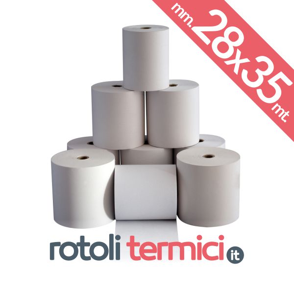 Rotoli Carta Termica 28×35 / Misura mm. 28 x 35 mt. 55gr./mq –