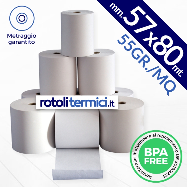 Rotoli termici 80mm x 50m x 12mm – Carta termica per registratore di cassa  fiscale - Termici per registratori di cassa con stampante scontrini -  (80x63x12) BPA Free (5 Rotoli) : 